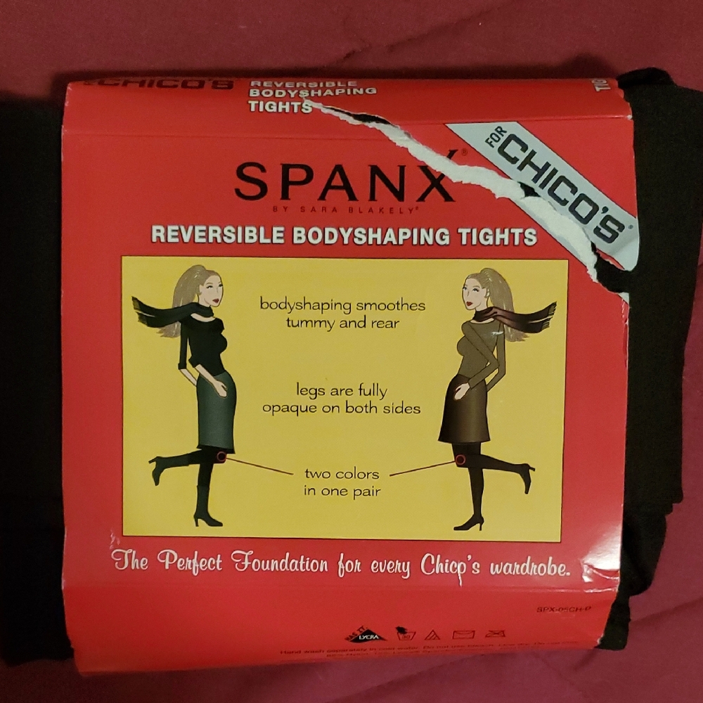 Sale SPANX 🌻 Black and Brown Reversible Bodyshaping Tights Chico's Size 3 New